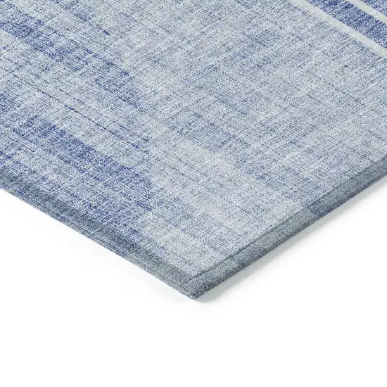 Denim Blue And Sky Blue Geometric Washable Indoor Outdoor Area Rug Photo 5