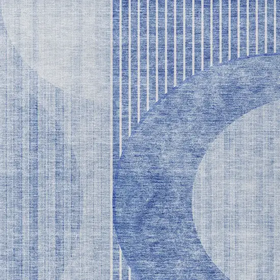 Denim Blue And Sky Blue Geometric Washable Indoor Outdoor Area Rug Photo 6