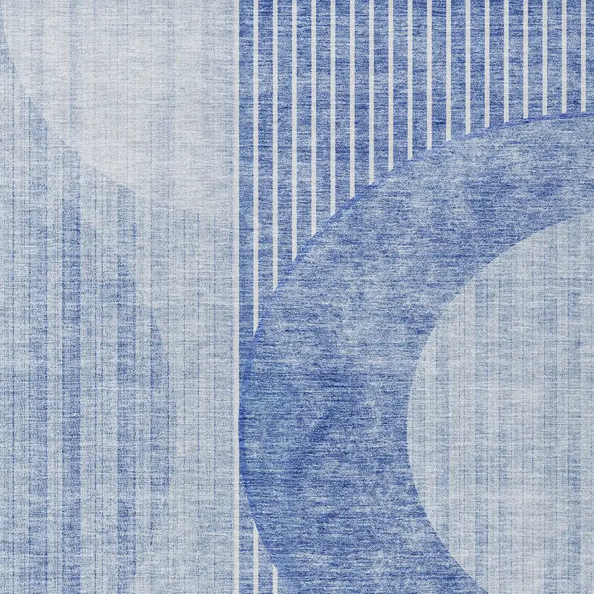 Denim Blue And Sky Blue Geometric Washable Indoor Outdoor Area Rug Photo 6