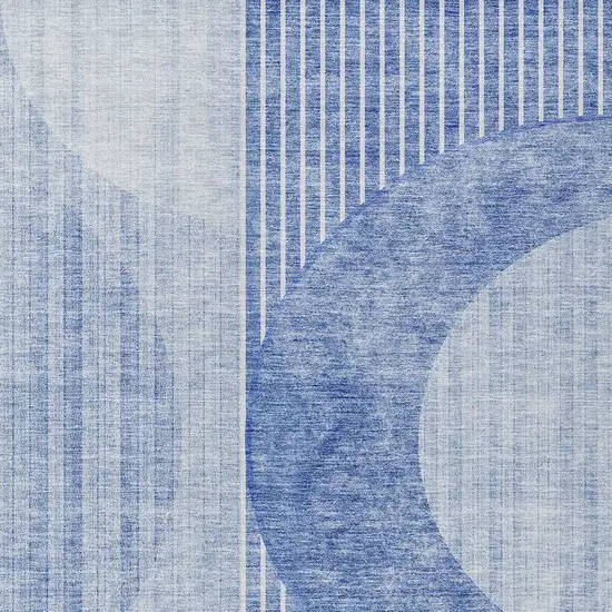 Denim Blue And Sky Blue Geometric Washable Indoor Outdoor Area Rug Photo 6