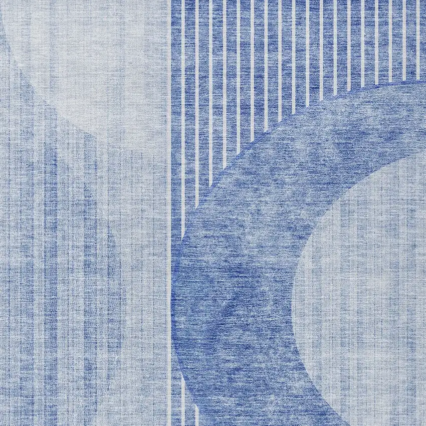 Denim Blue And Sky Blue Geometric Washable Indoor Outdoor Area Rug Photo 6