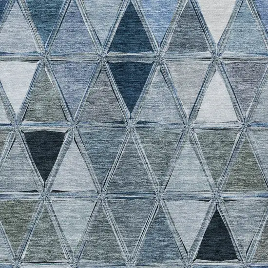 Denim Blue And Sky Blue Geometric Washable Indoor Outdoor Area Rug Photo 4