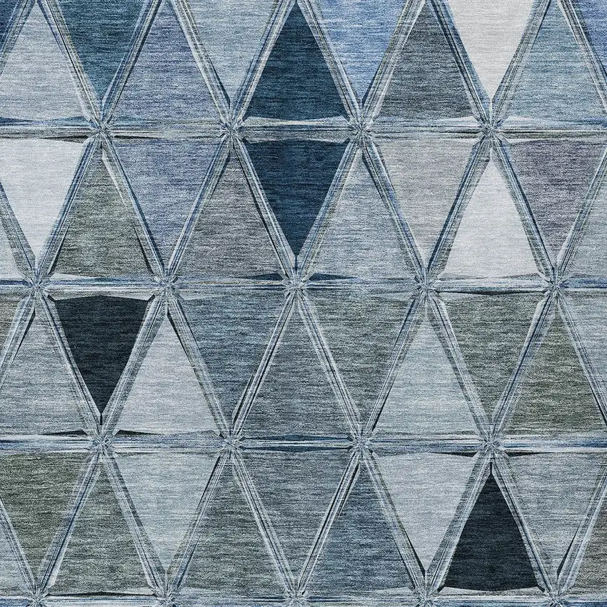 Denim Blue And Sky Blue Geometric Washable Indoor Outdoor Area Rug Photo 4