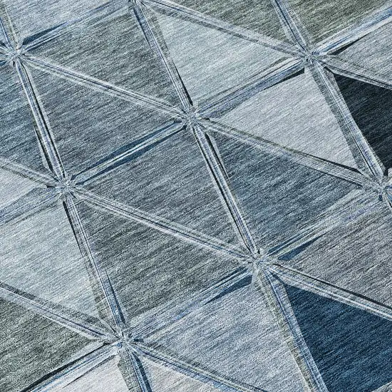 Denim Blue And Sky Blue Geometric Washable Indoor Outdoor Area Rug Photo 4