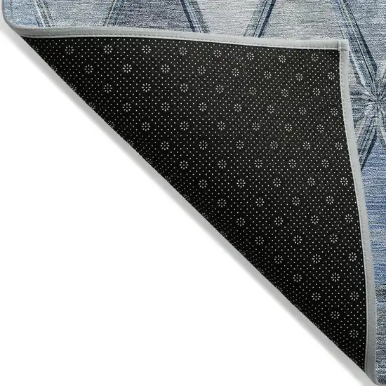Denim Blue And Sky Blue Geometric Washable Indoor Outdoor Area Rug Photo 2