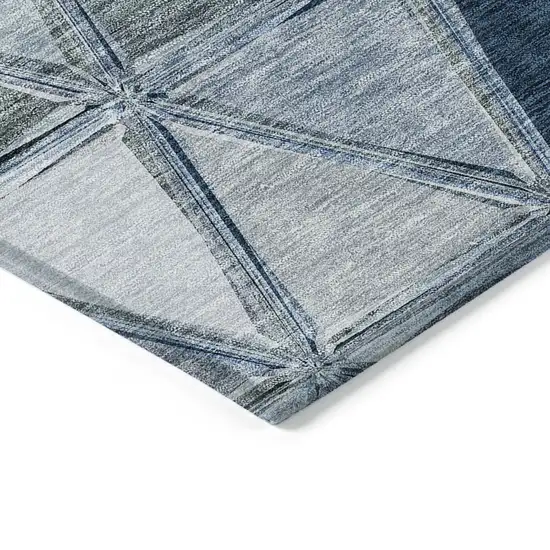 Denim Blue And Sky Blue Geometric Washable Indoor Outdoor Area Rug Photo 3
