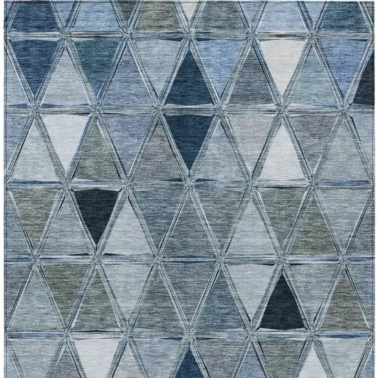 Denim Blue And Sky Blue Geometric Washable Indoor Outdoor Area Rug Photo 5