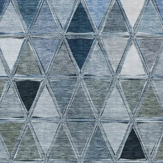 Denim Blue And Sky Blue Geometric Washable Indoor Outdoor Area Rug Photo 4