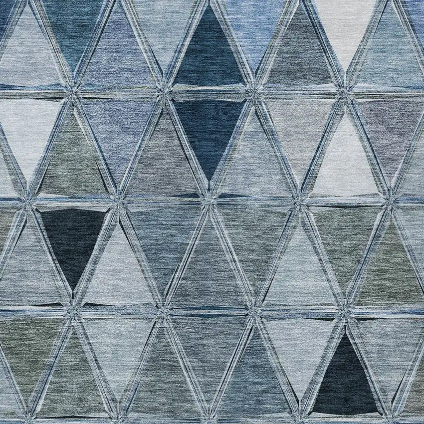Denim Blue And Sky Blue Geometric Washable Indoor Outdoor Area Rug Photo 4