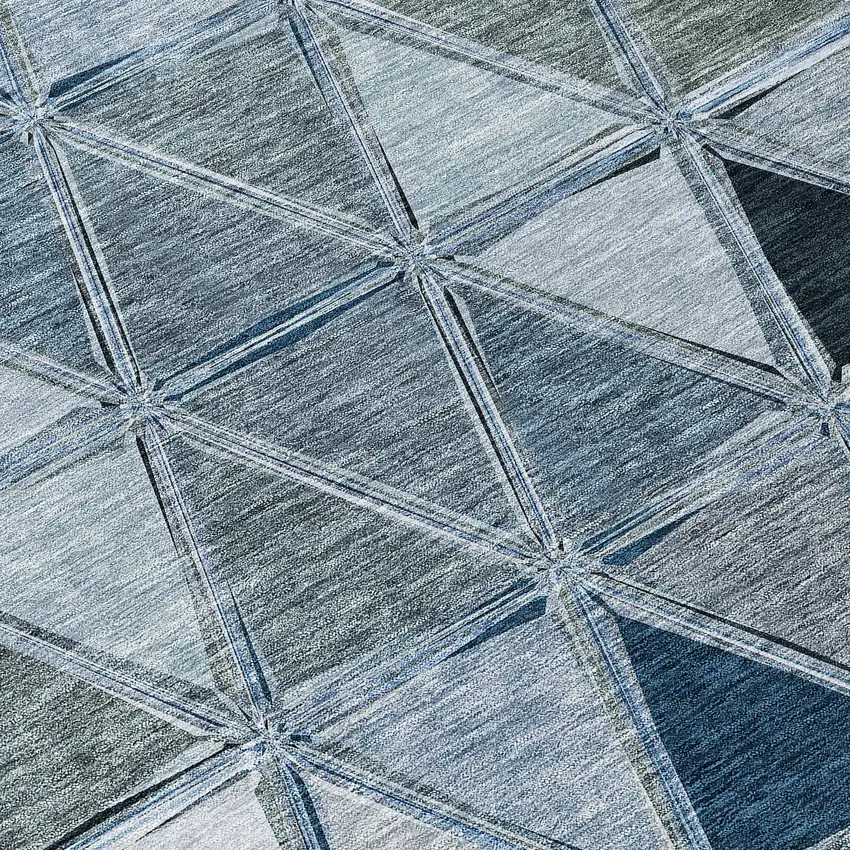 Denim Blue And Sky Blue Geometric Washable Indoor Outdoor Area Rug Photo 5