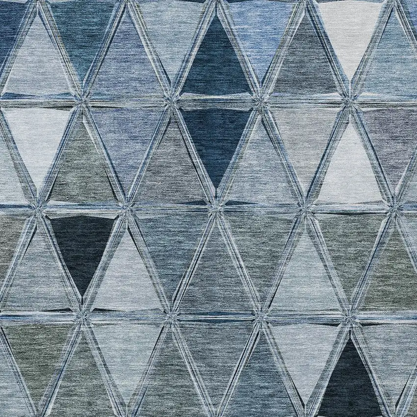 Denim Blue And Sky Blue Geometric Washable Indoor Outdoor Area Rug Photo 5