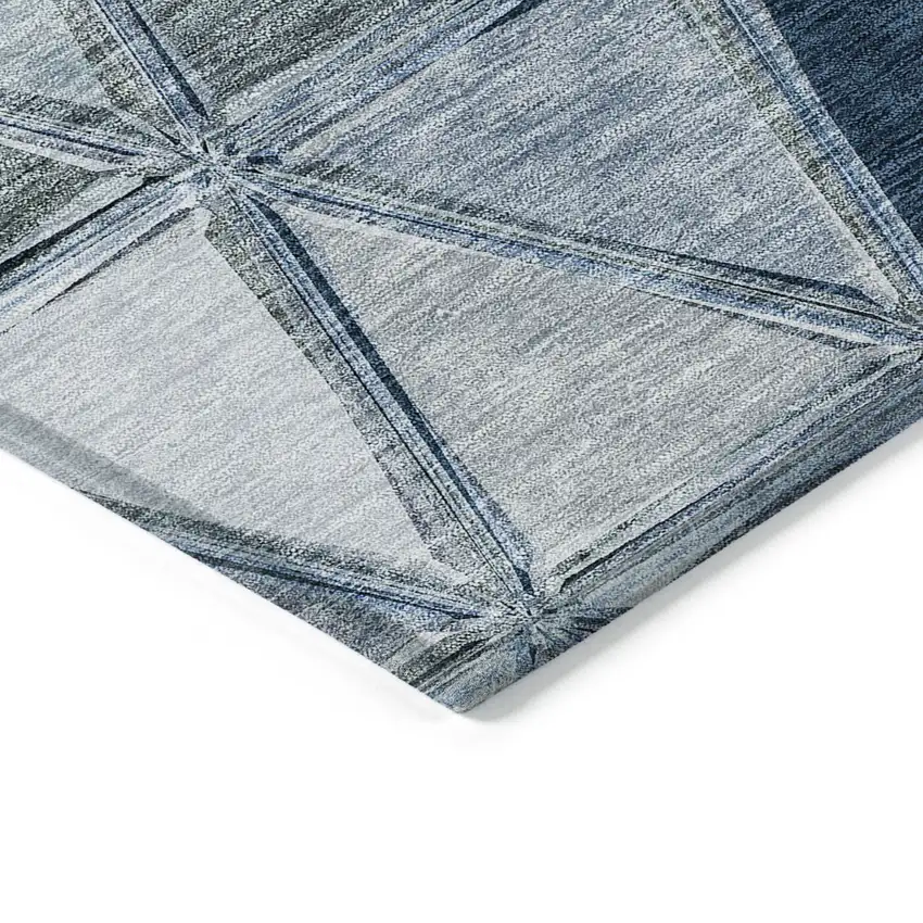 Denim Blue And Sky Blue Geometric Washable Indoor Outdoor Area Rug Photo 4