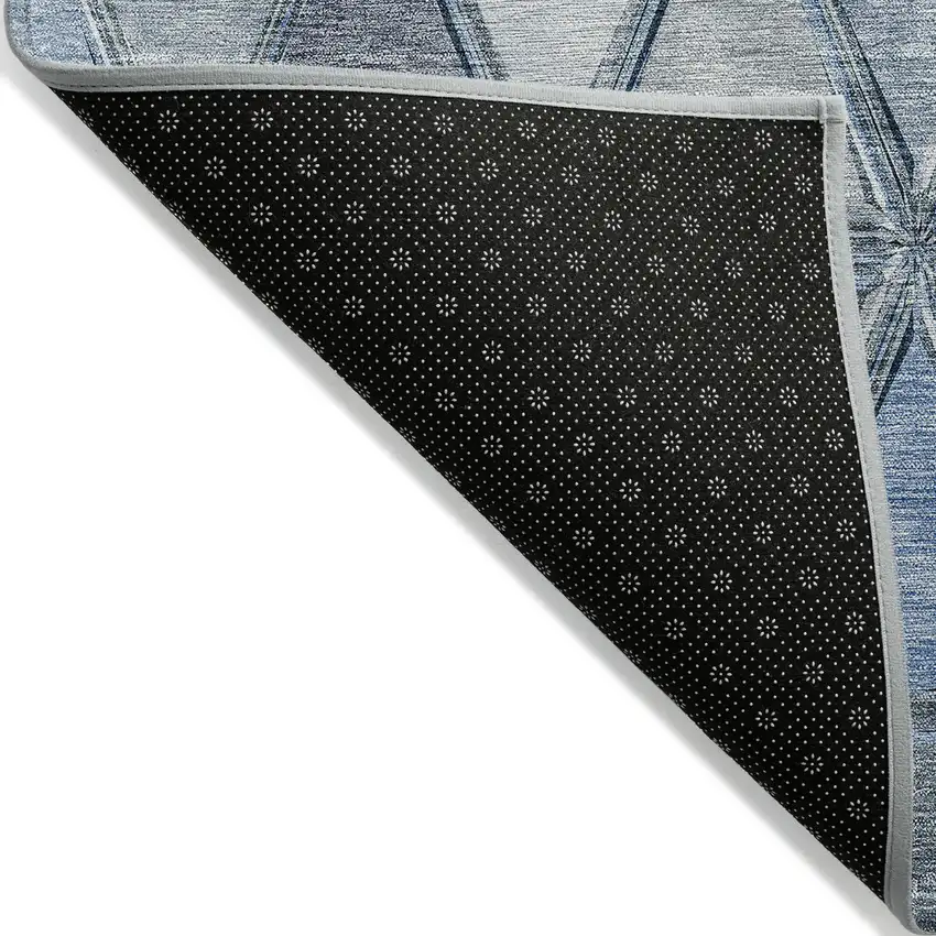 Denim Blue And Sky Blue Geometric Washable Indoor Outdoor Area Rug Photo 3
