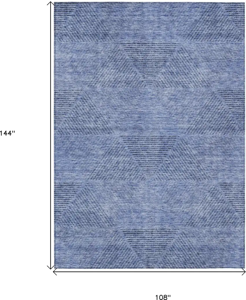 Denim Blue And Sky Blue Geometric Washable Indoor Outdoor Area Rug Photo 3