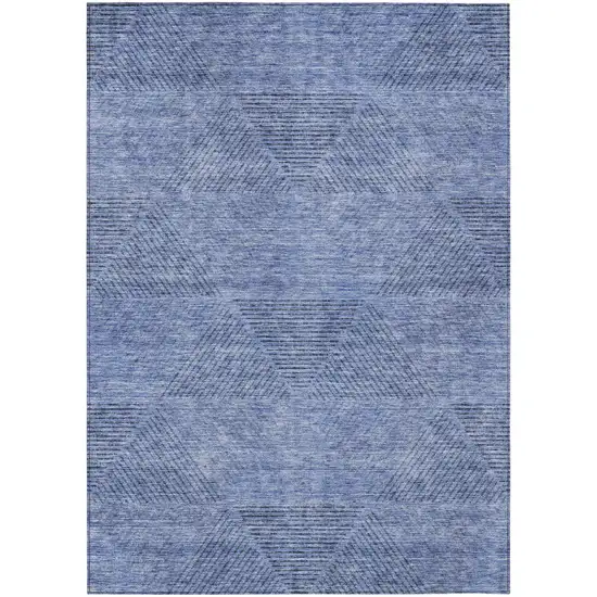 Denim Blue And Sky Blue Geometric Washable Indoor Outdoor Area Rug Photo 2