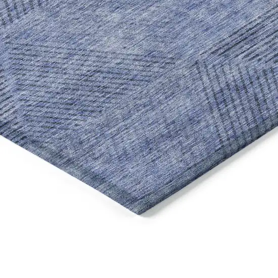Denim Blue And Sky Blue Geometric Washable Indoor Outdoor Area Rug Photo 5