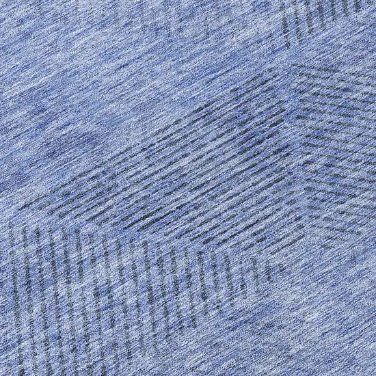 Denim Blue And Sky Blue Geometric Washable Indoor Outdoor Area Rug Photo 8