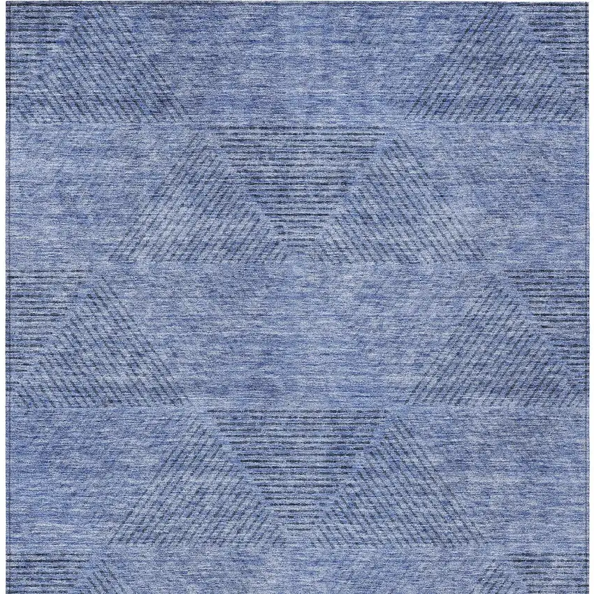 Denim Blue And Sky Blue Geometric Washable Indoor Outdoor Area Rug Photo 6