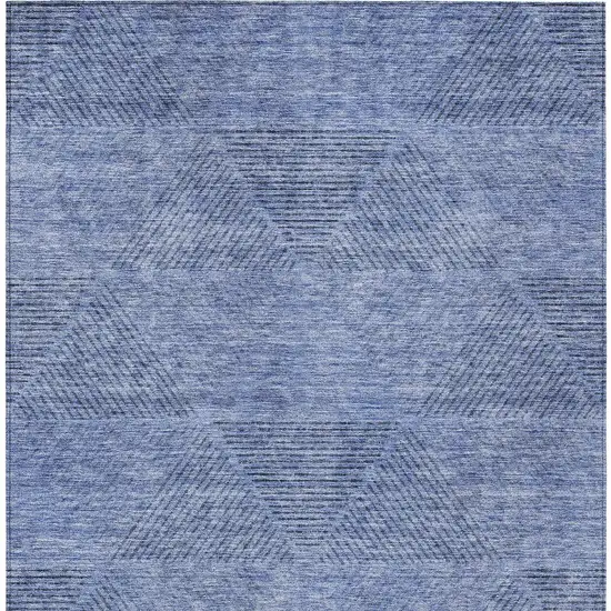 Denim Blue And Sky Blue Geometric Washable Indoor Outdoor Area Rug Photo 6
