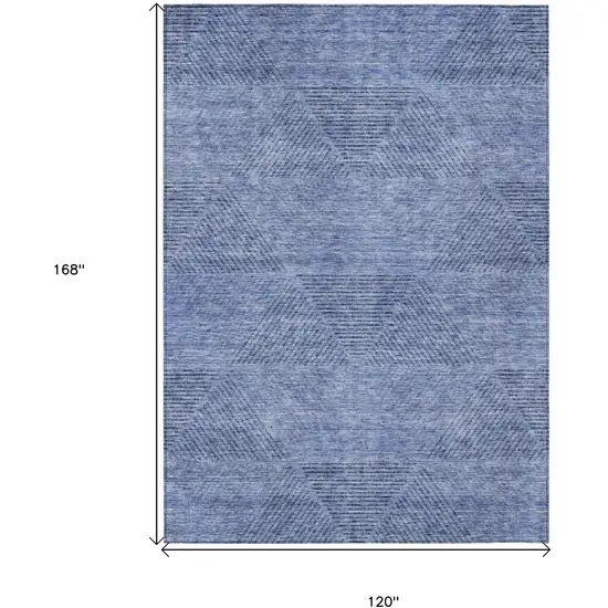 Denim Blue And Sky Blue Geometric Washable Indoor Outdoor Area Rug Photo 3