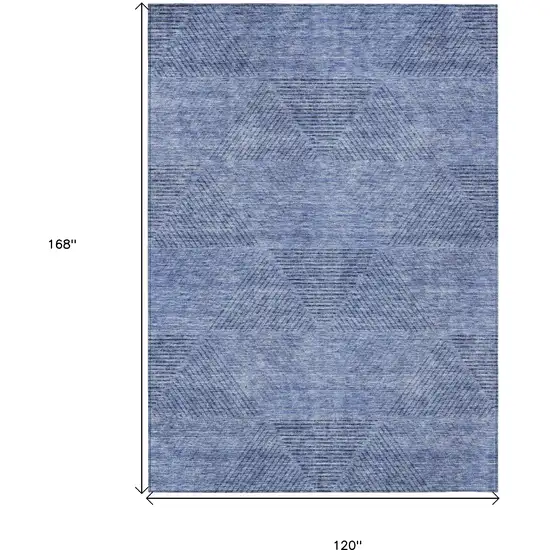 Denim Blue And Sky Blue Geometric Washable Indoor Outdoor Area Rug Photo 3