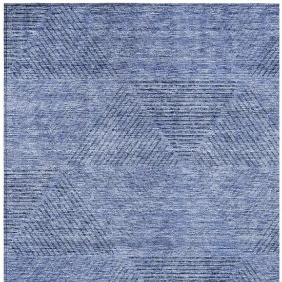 Denim Blue And Sky Blue Geometric Washable Indoor Outdoor Area Rug Photo 6