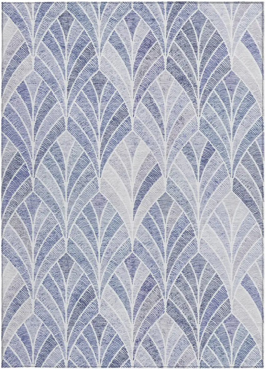 Denim Blue And Sky Blue Geometric Washable Indoor Outdoor Area Rug Photo 8