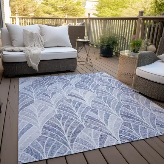Denim Blue And Sky Blue Geometric Washable Indoor Outdoor Area Rug Photo 9