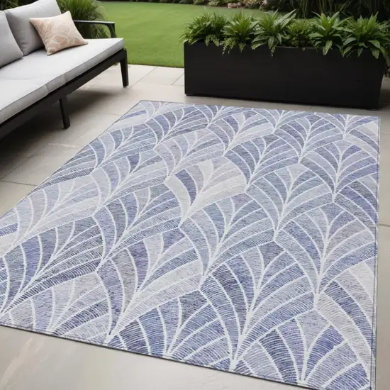 Denim Blue And Sky Blue Geometric Washable Indoor Outdoor Area Rug Photo 1