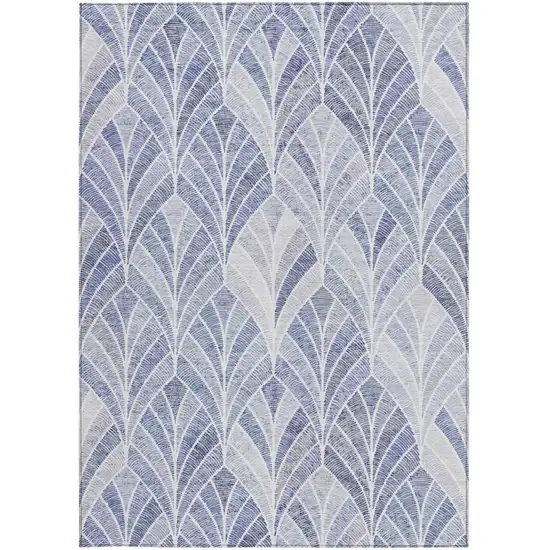 Denim Blue And Sky Blue Geometric Washable Indoor Outdoor Area Rug Photo 8