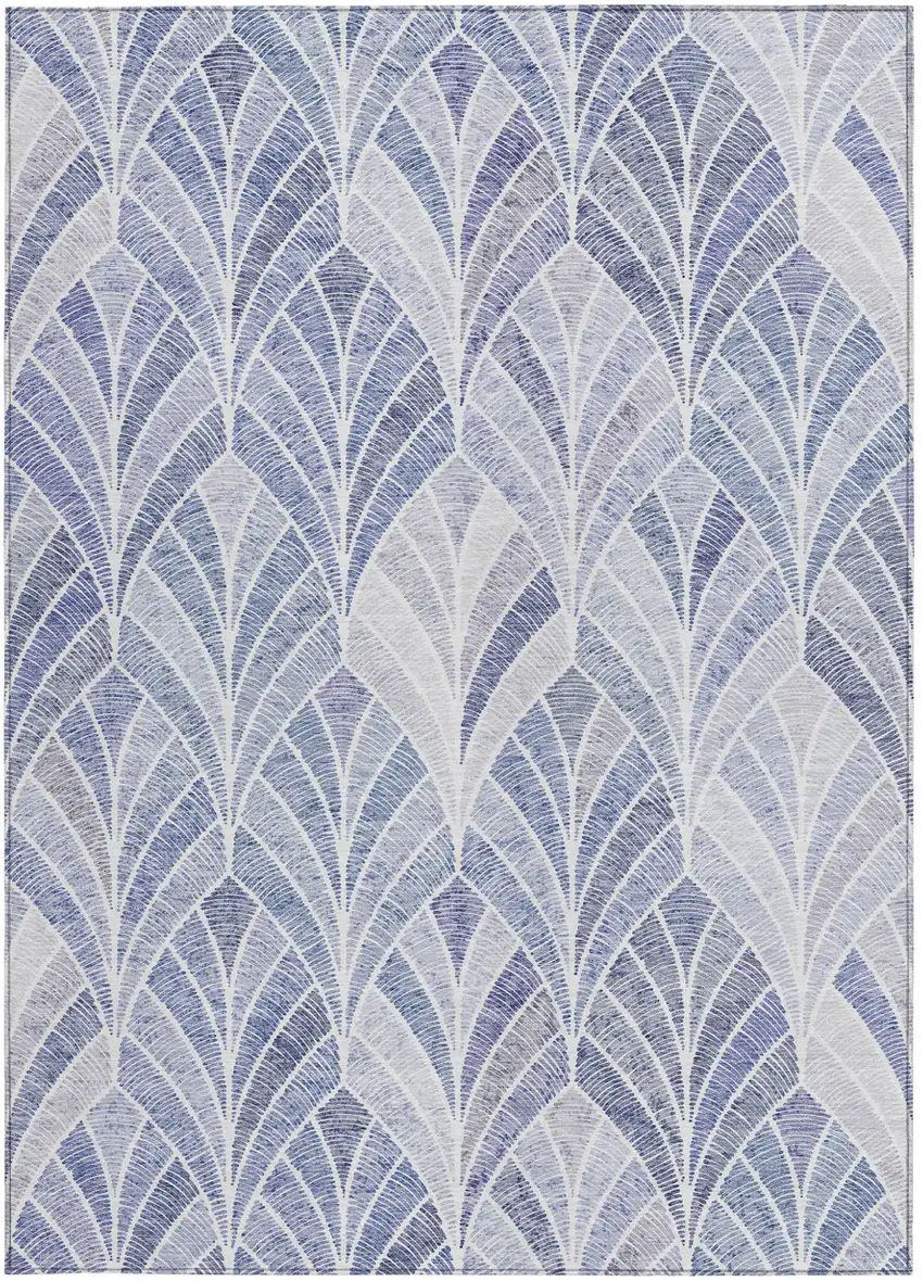 Denim Blue And Sky Blue Geometric Washable Indoor Outdoor Area Rug Photo 8