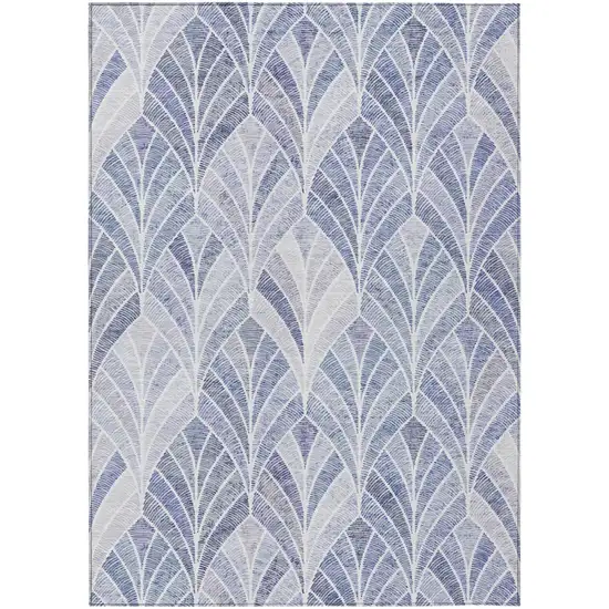 Denim Blue And Sky Blue Geometric Washable Indoor Outdoor Area Rug Photo 2