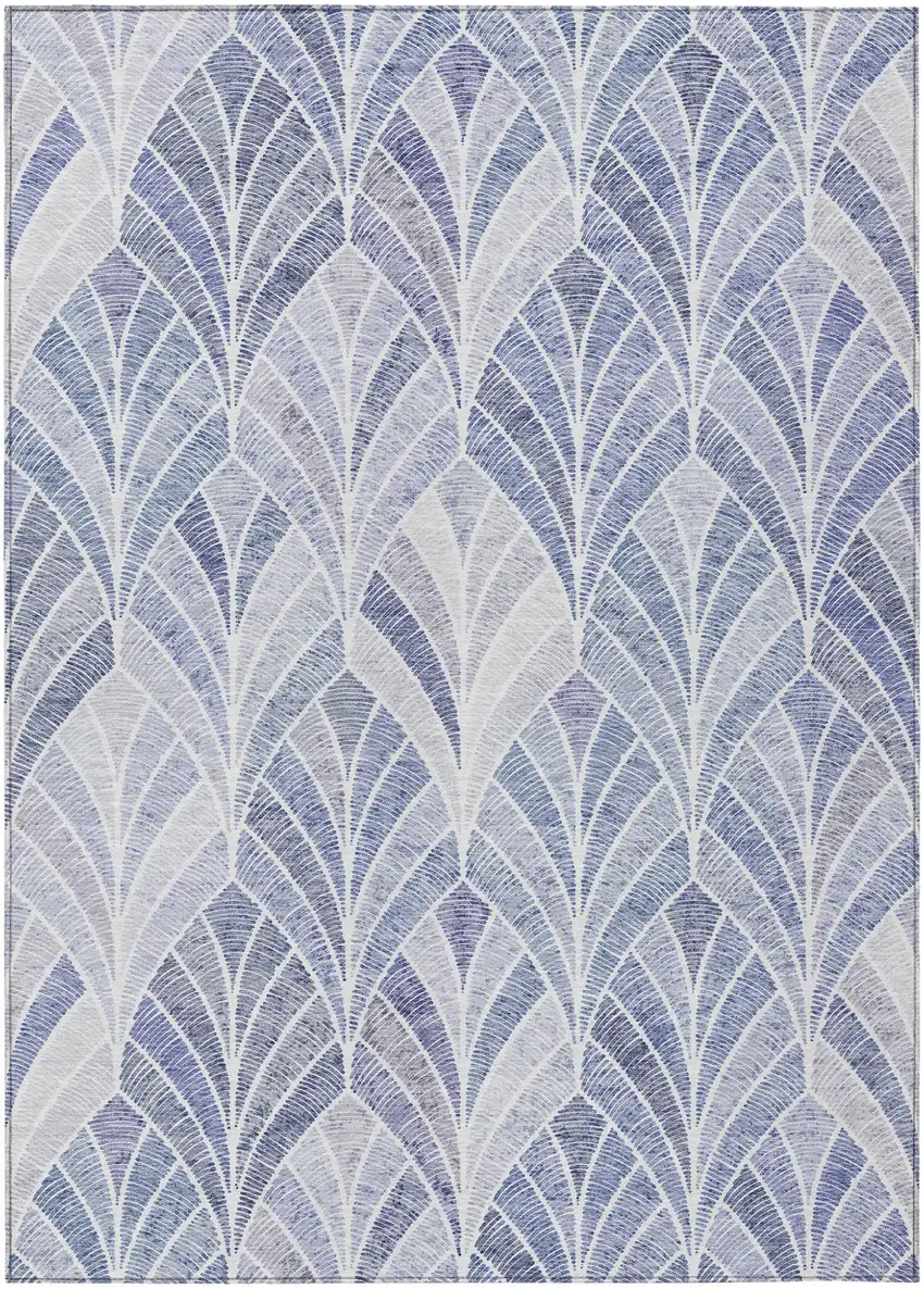 Denim Blue And Sky Blue Geometric Washable Indoor Outdoor Area Rug Photo 2