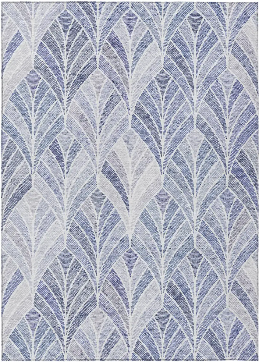 Denim Blue And Sky Blue Geometric Washable Indoor Outdoor Area Rug Photo 2