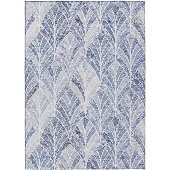 Denim Blue And Sky Blue Geometric Washable Indoor Outdoor Area Rug Photo 2