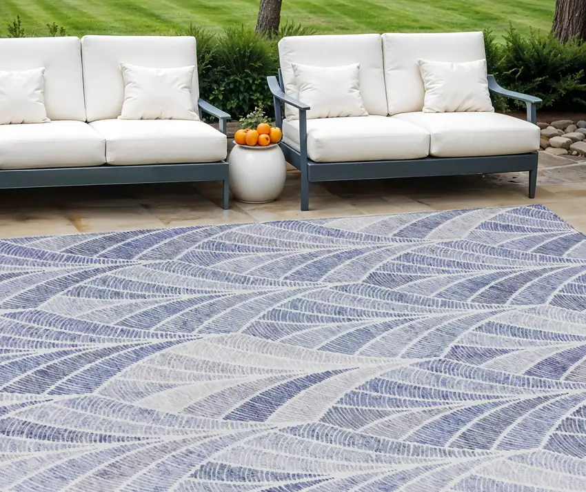 Denim Blue And Sky Blue Geometric Washable Indoor Outdoor Area Rug Photo 1