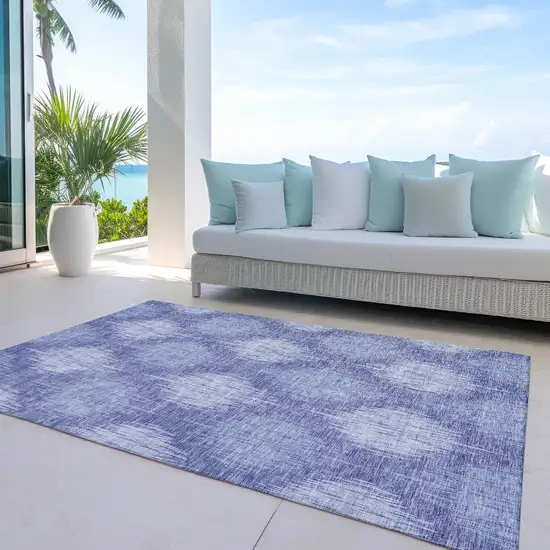 Denim Blue And Sky Blue Ikat Washable Indoor Outdoor Area Rug Photo 7