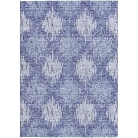 Denim Blue And Sky Blue Ikat Washable Indoor Outdoor Area Rug Photo 6