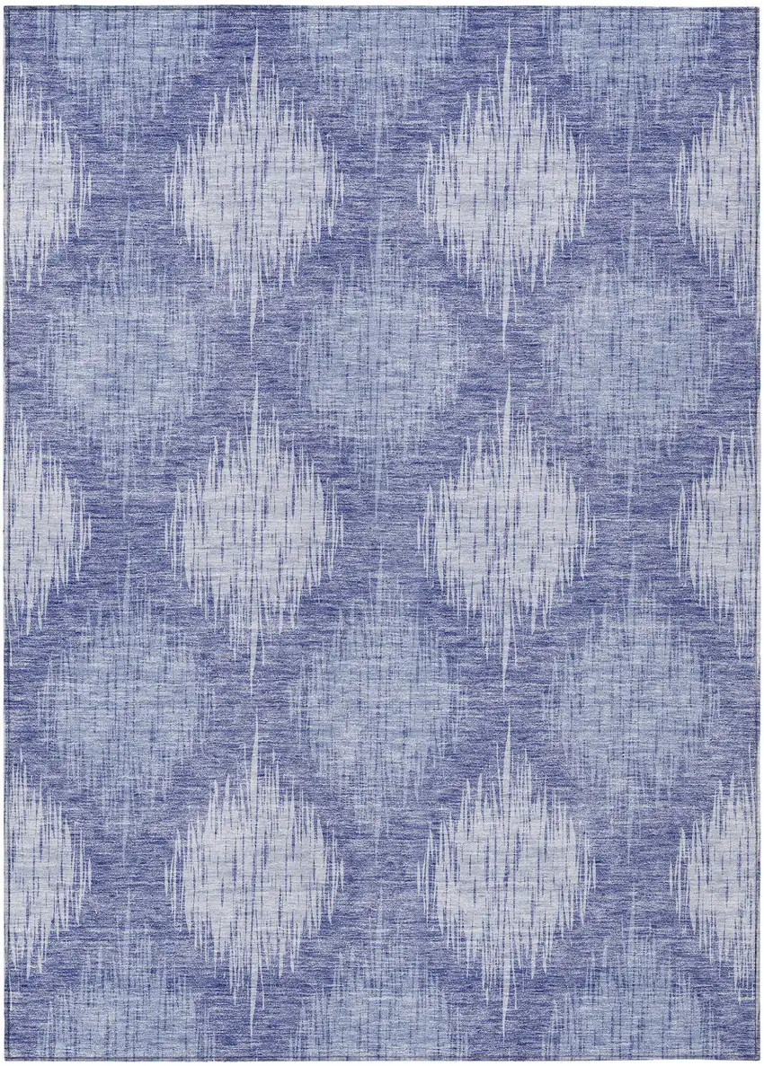Denim Blue And Sky Blue Ikat Washable Indoor Outdoor Area Rug Photo 2