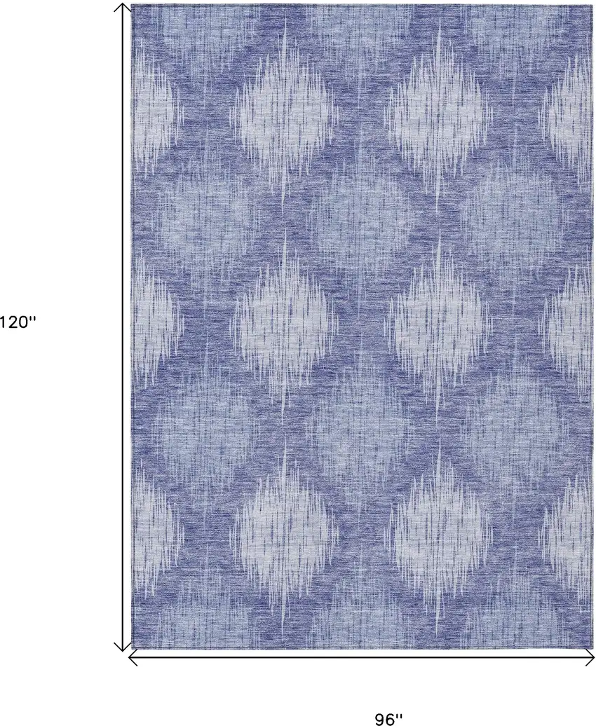 Denim Blue And Sky Blue Ikat Washable Indoor Outdoor Area Rug Photo 3