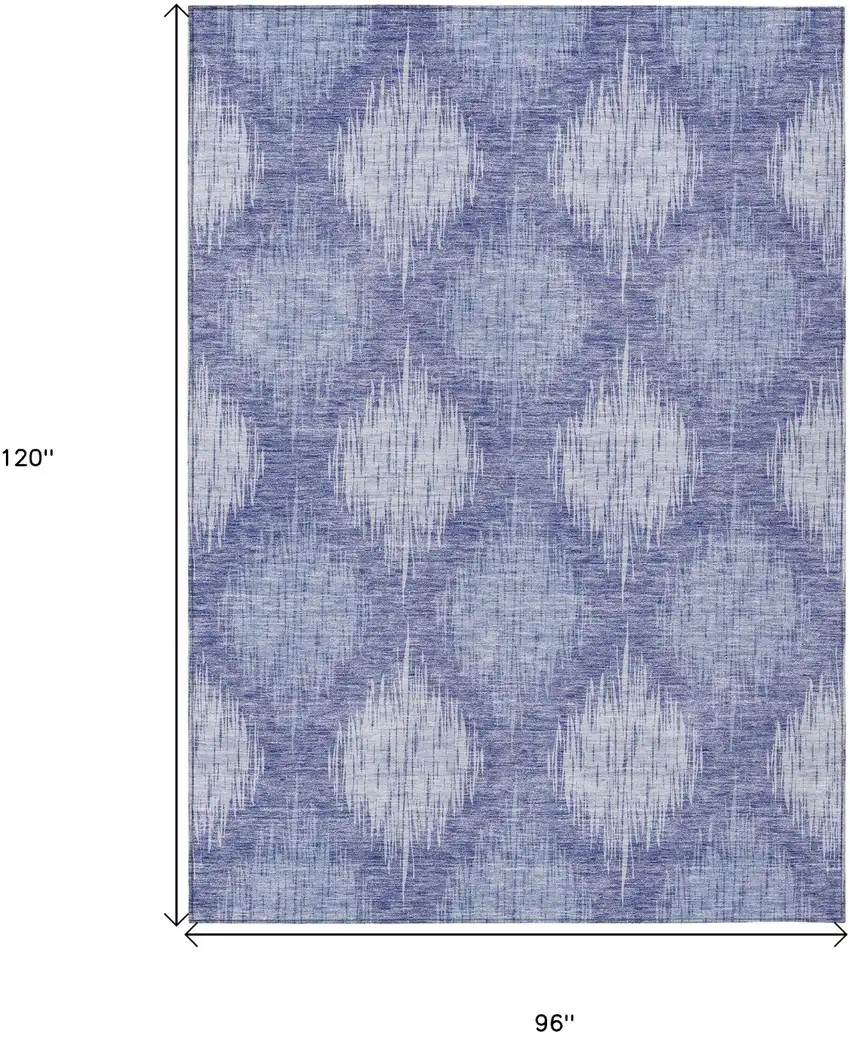 Denim Blue And Sky Blue Ikat Washable Indoor Outdoor Area Rug Photo 3