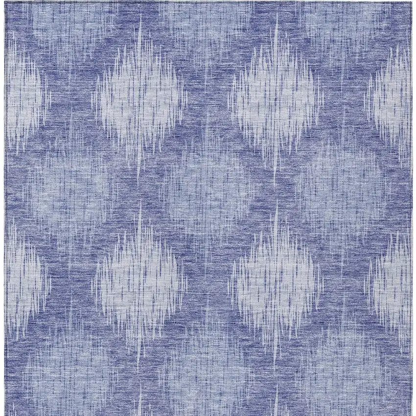 Denim Blue And Sky Blue Ikat Washable Indoor Outdoor Area Rug Photo 4