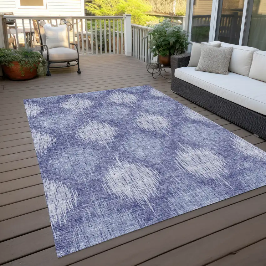 Denim Blue And Sky Blue Ikat Washable Indoor Outdoor Area Rug Photo 9
