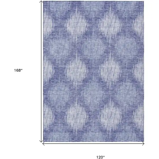 Denim Blue And Sky Blue Ikat Washable Indoor Outdoor Area Rug Photo 3