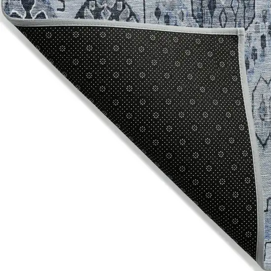 Denim Blue And Sky Blue Moroccan Washable Indoor Outdoor Area Rug Photo 3