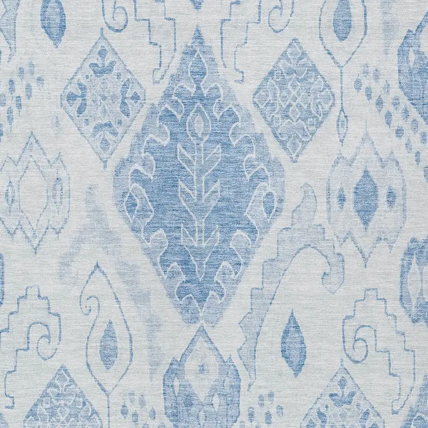 Denim Blue And Sky Blue Moroccan Washable Indoor Outdoor Area Rug Photo 6