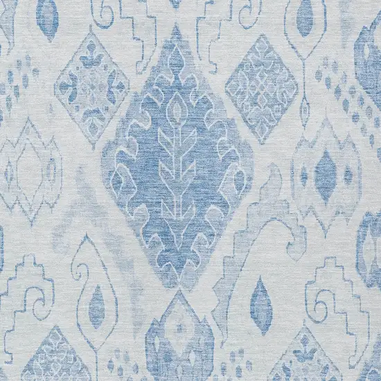 Denim Blue And Sky Blue Moroccan Washable Indoor Outdoor Area Rug Photo 6