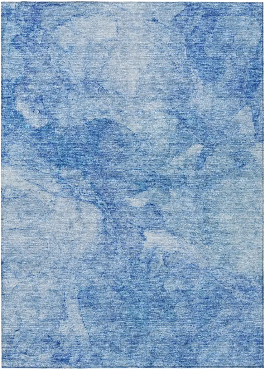 Denim Blue And Sky Blue Nautical Washable Indoor Outdoor Area Rug Photo 2