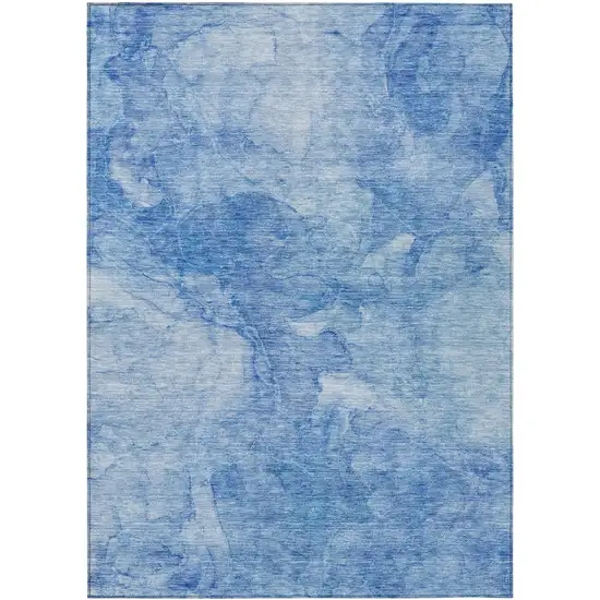 Denim Blue And Sky Blue Nautical Washable Indoor Outdoor Area Rug Photo 2