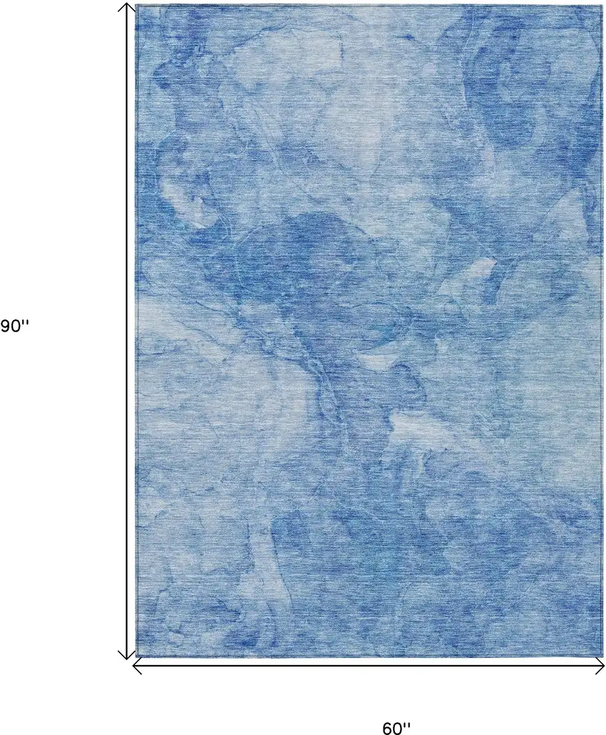 Denim Blue And Sky Blue Nautical Washable Indoor Outdoor Area Rug Photo 3